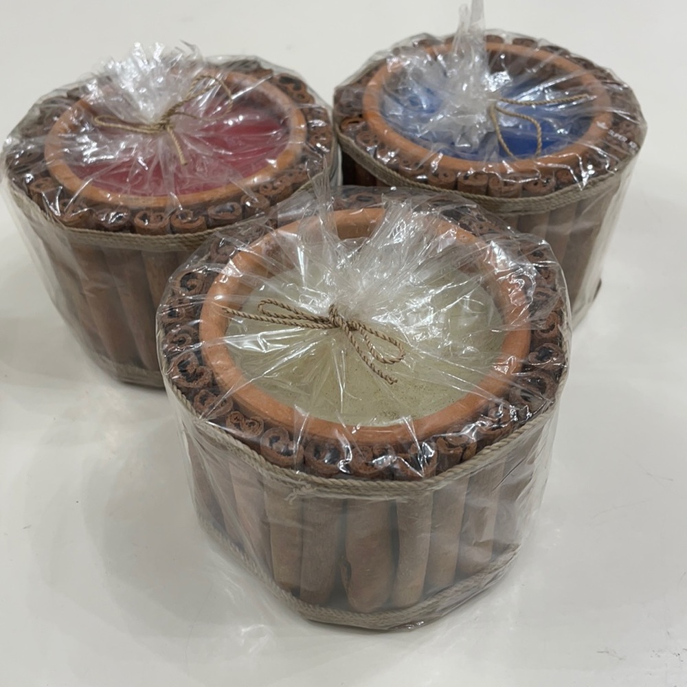 Bundle of 3 large cinnamon stick candles